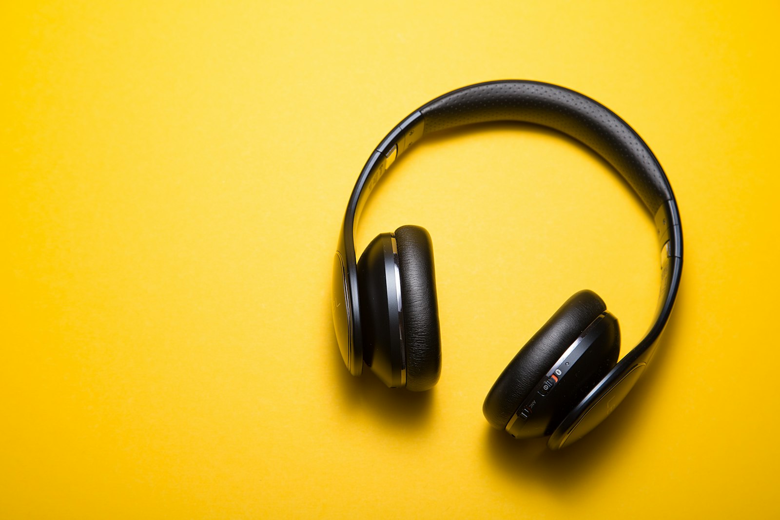 Noise-canceling headphones on a desk