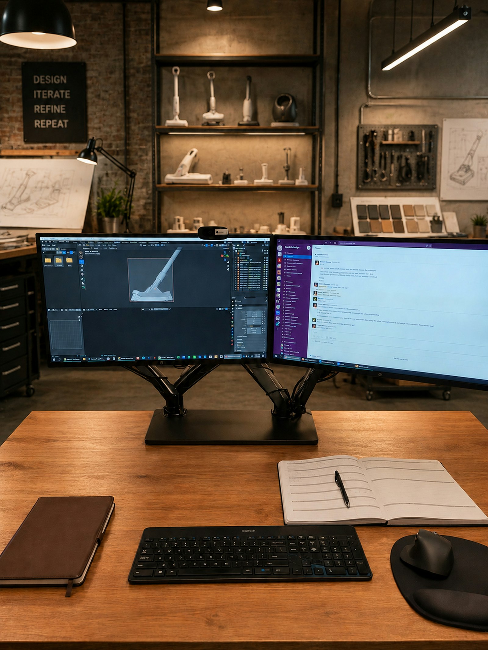 Standing desk with dual monitors