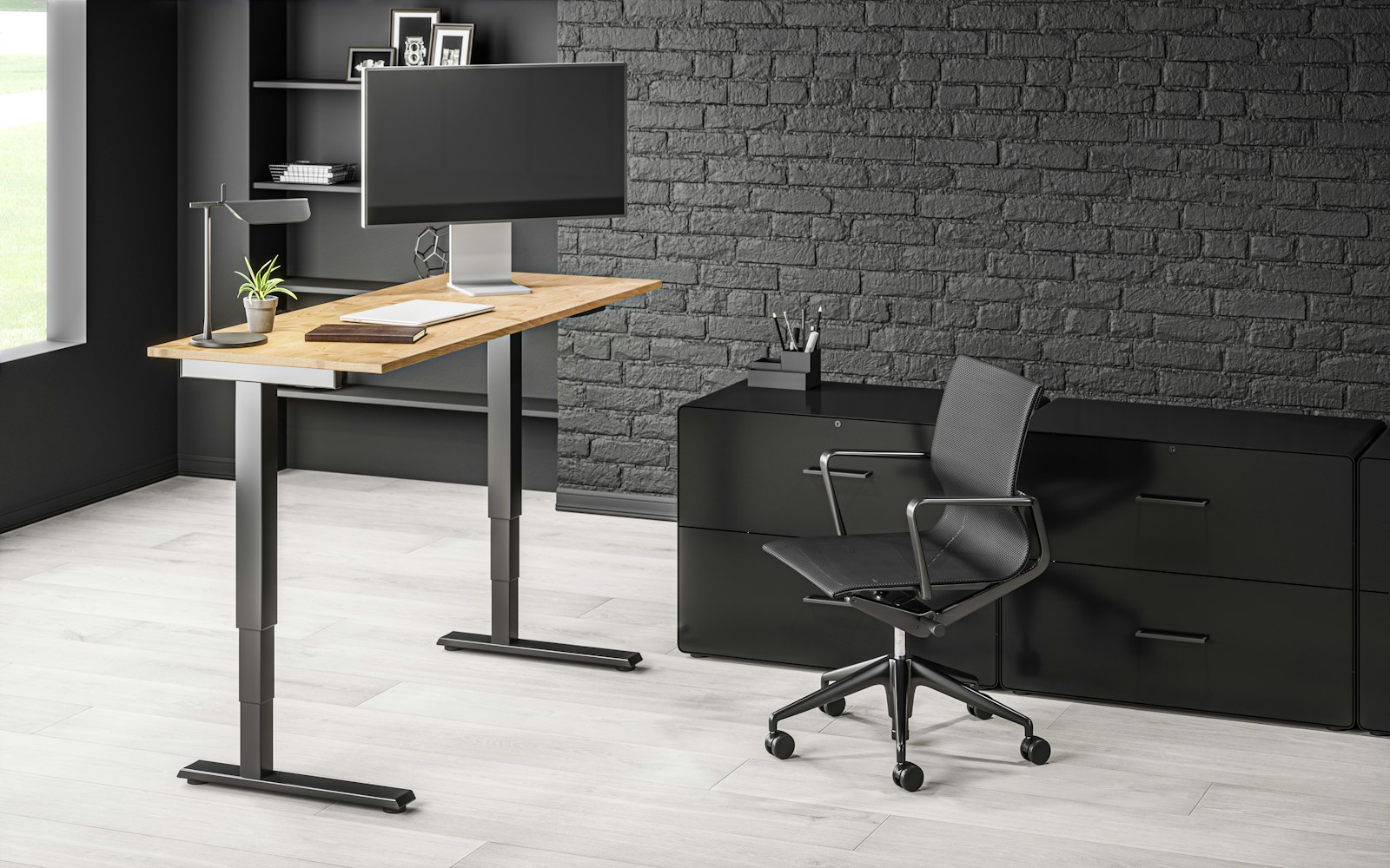 Uplift V2 standing desk in a home office